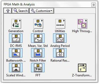 Figure 9. Digital signal processing functions available on an FPGA include math, filtering, trigonometric functions, and video processing